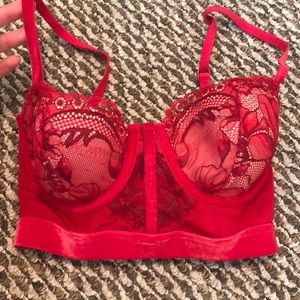 30D  red lingerie longline bra Calvin Klein Black